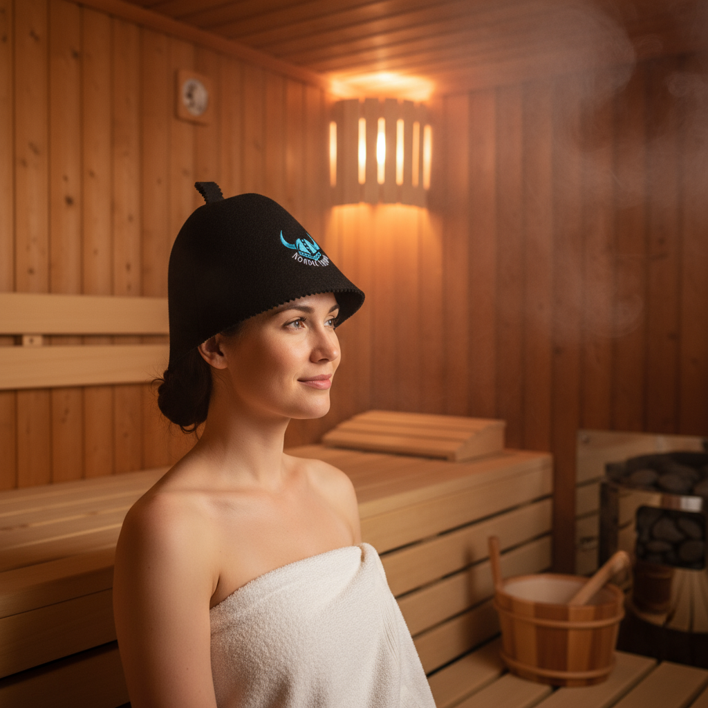 Merino Wool Felt Sauna Hat, Luxury Soft Reusable Eco-Friendly Shower Hat with Custom Logo
