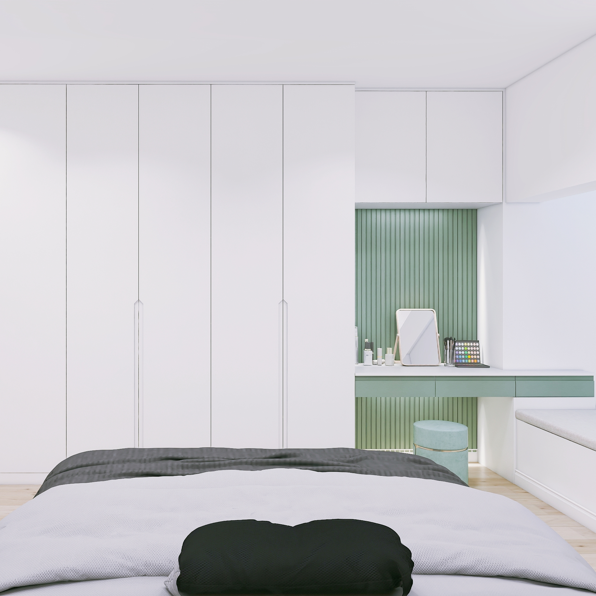 Metal Wardrobe Cabinet Design with Study Table