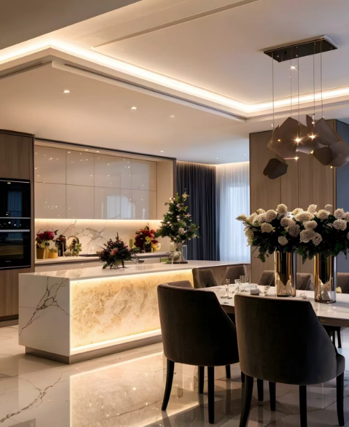 Stainless Steel Kitchen Cabinet Modern bar Kitchen Design