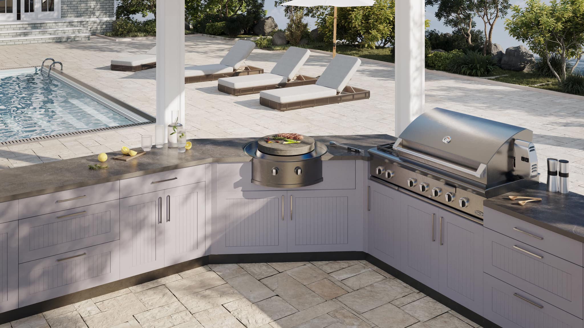 Modern Design Customized Outdoor Kitchen Cabinet Stainless Steel Outdoor Kitchen Bbq Island BBQ Grills