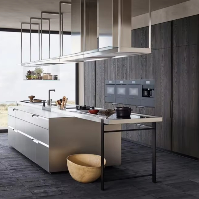 Brushed Stainless Base Cabinet with Soft-close Drawers