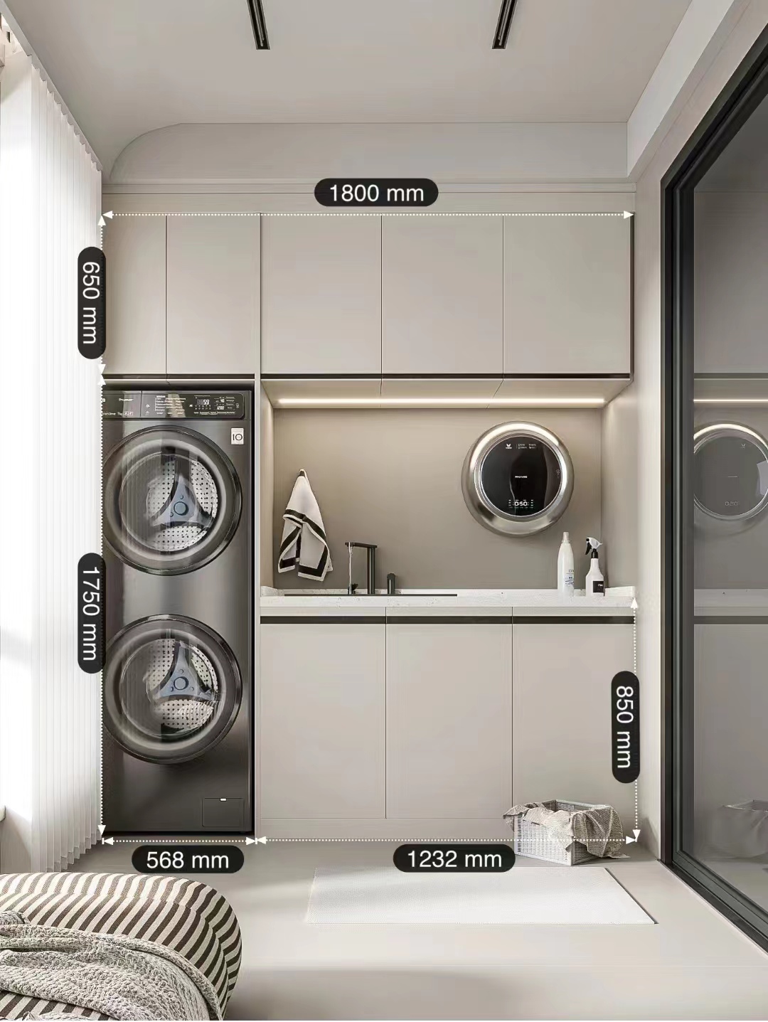 Balcony Stainless Steel Storage Cabinet with Laundry Sink