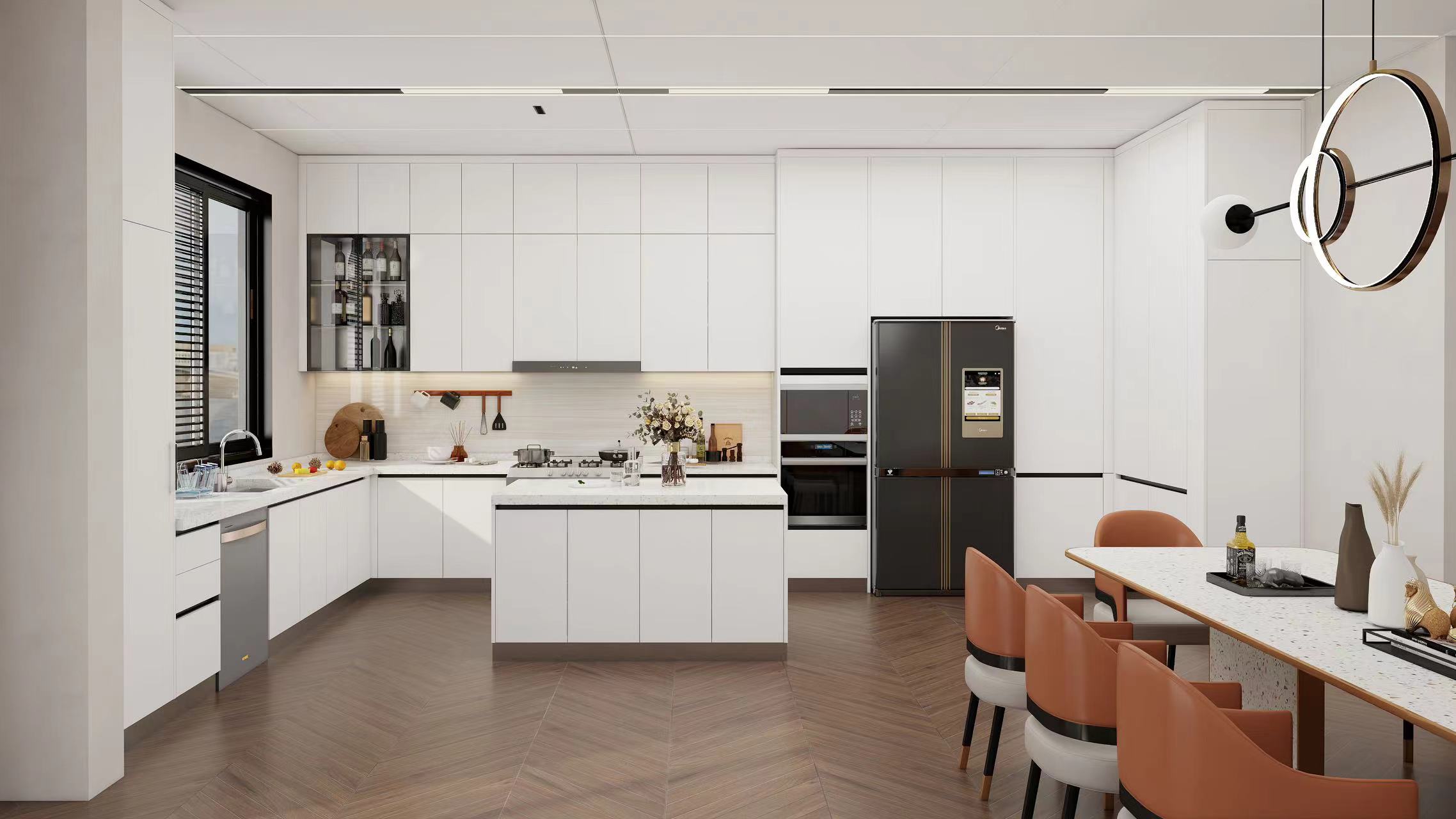 Modern Designs Kitchen Cabinets with Pantry and Island with Sink Stainless Steel Kitchen Cabinet Shaker Kitchen Cabinet