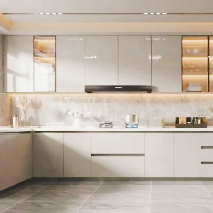 China Luxury Villa Stainless Steel cabinet kitchen cabinets lacquer