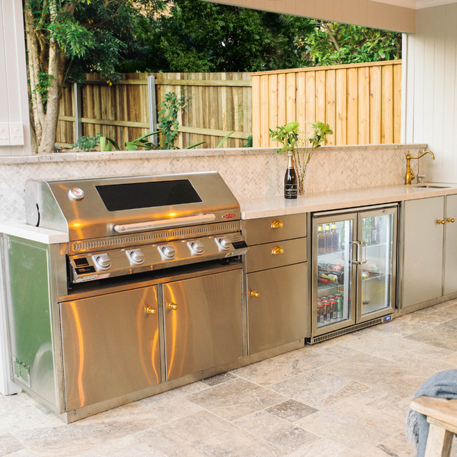 Luxury Kitchen Cabinet Door Panel Stainless Steel Outdoor Kitchen Cabinets with Island
