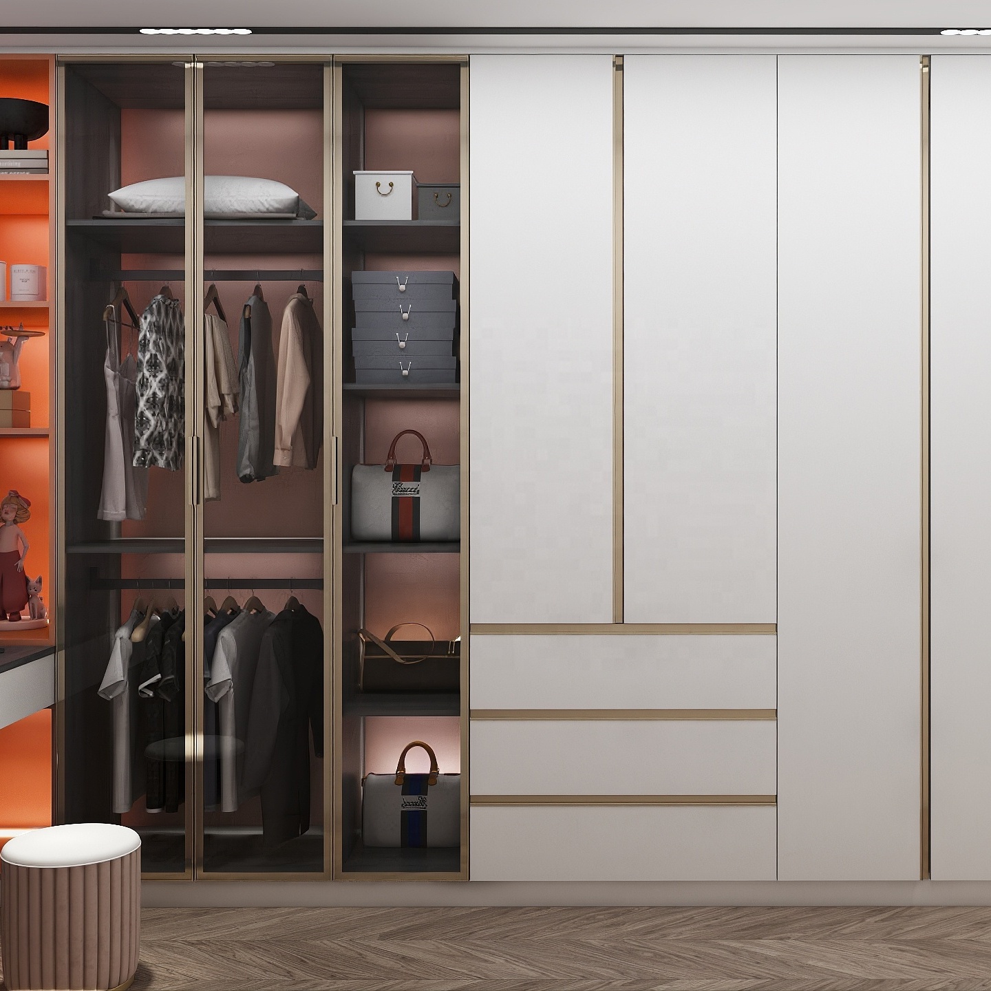 Modern Design Customize Wardrobe Cabinet Furniture Bedroom Wardrobes  with Wardrobe Organizer Storage Box