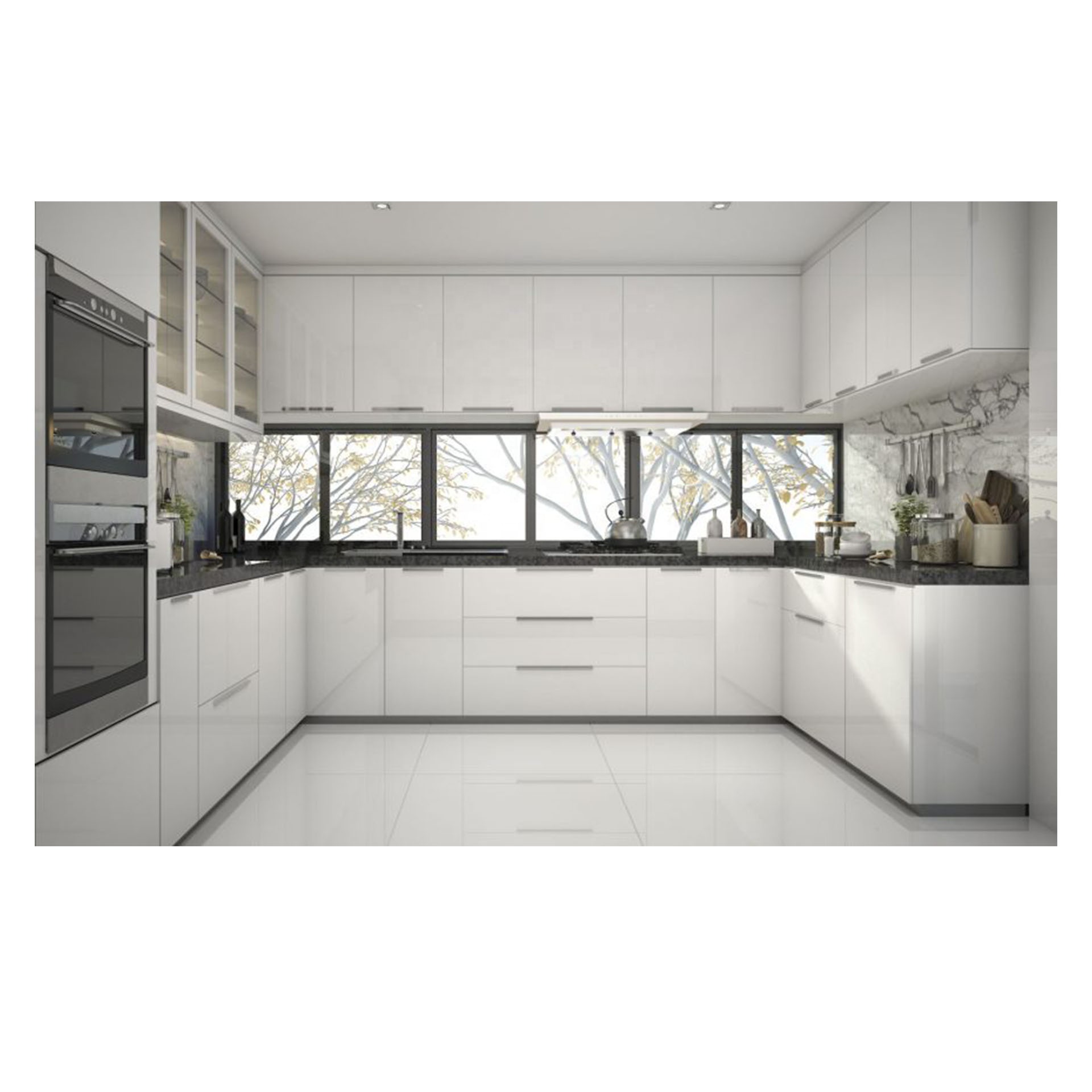 Modern Designs Kitchen Cabinets with Pantry and Island with Sink Stainless Steel Kitchen Cabinet Shaker Kitchen Cabinet