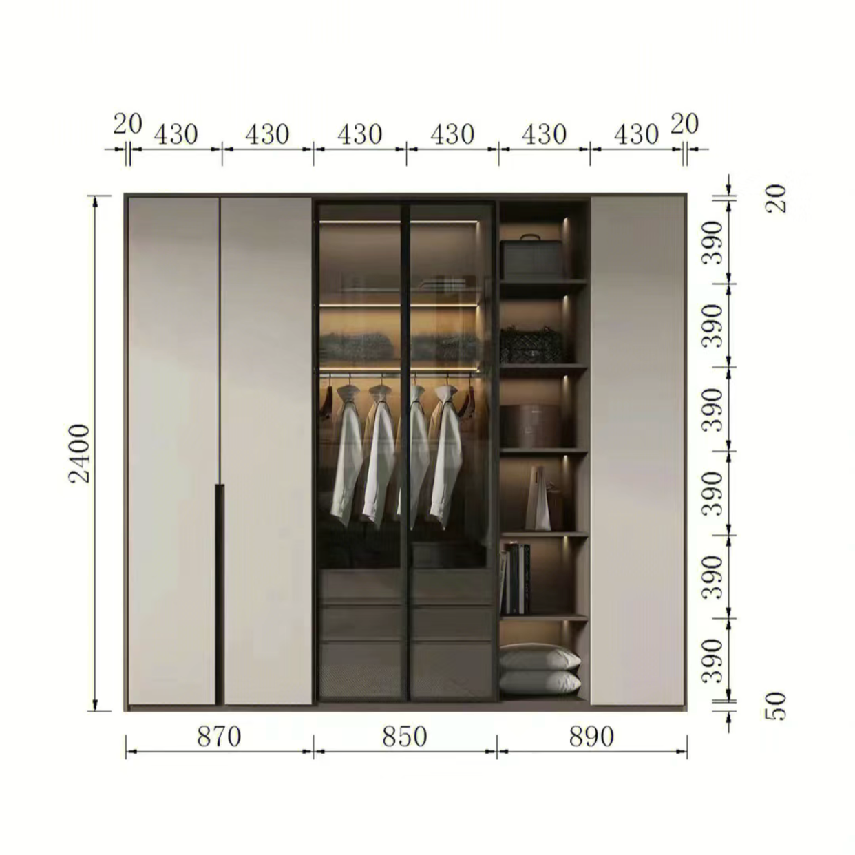 Modern Customize Bedroom Female Wardrobes High End Design Bedroom Wardrobes Switch for Cabinet Door Wardrobe Led Light Sensor