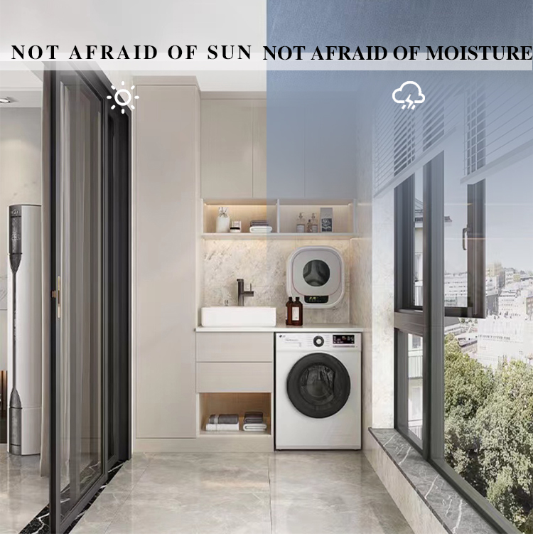 Balcony Cabinet with White Wash Balcony Custom Cabinet Washing Machine Laundry Vanity with Outdoor Balcony Cabinet
