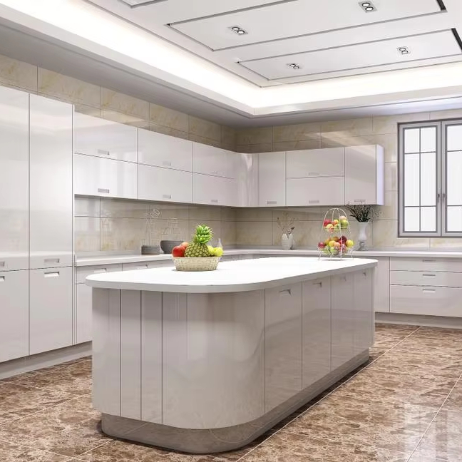 Modern Designs Kitchen Cabinets with Pantry and Island with Sink Stainless Steel Kitchen Cabinet Shaker Kitchen Cabinet