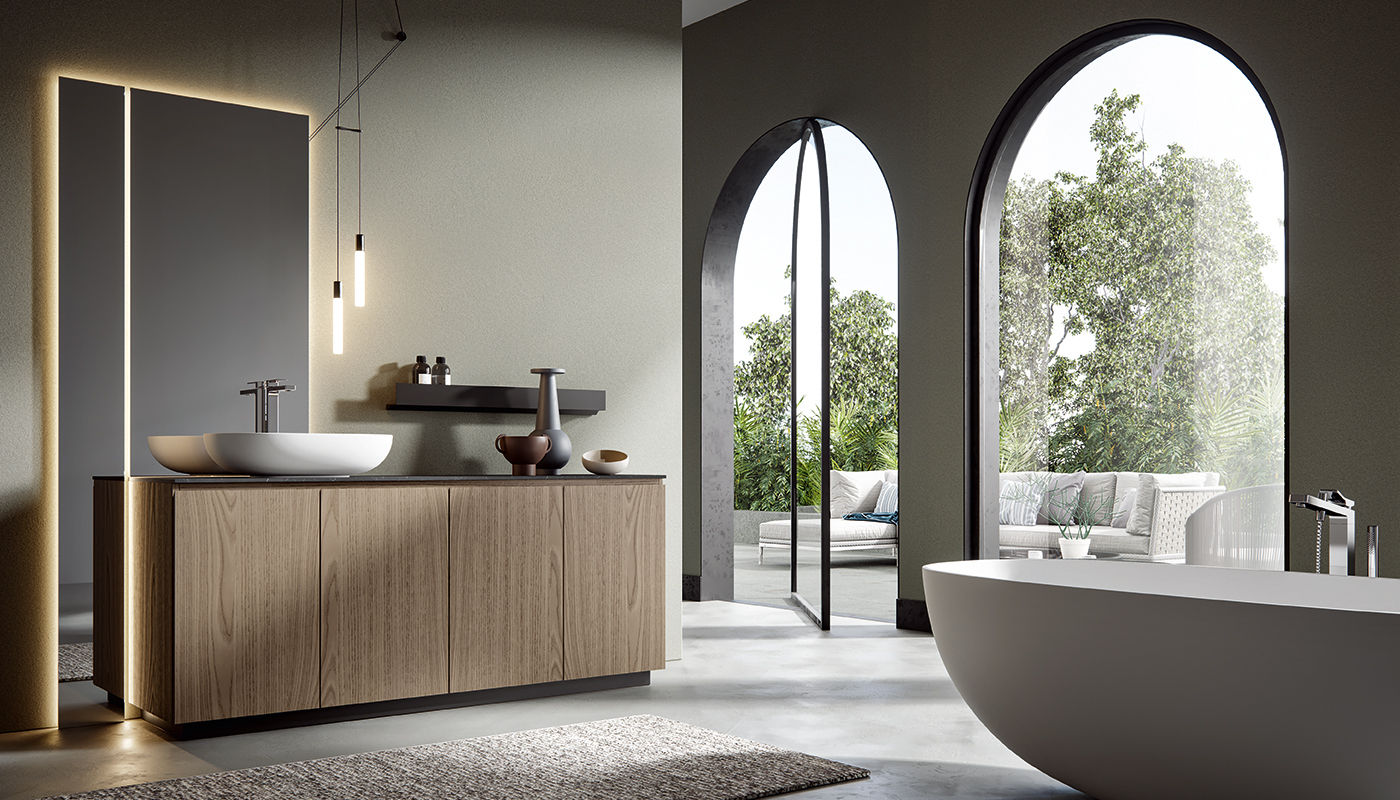 Modern Waterproof Bathroom Vanity Stainless Steel Sink Bathroom Cabinets with Mirror