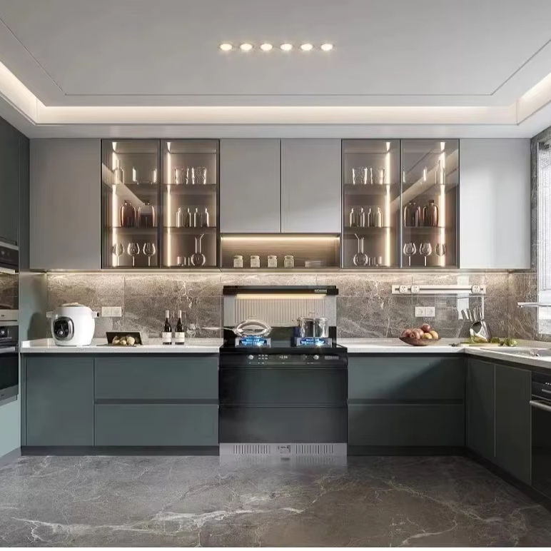 Contemporary Luxury Steel Kitchen Cabinets
