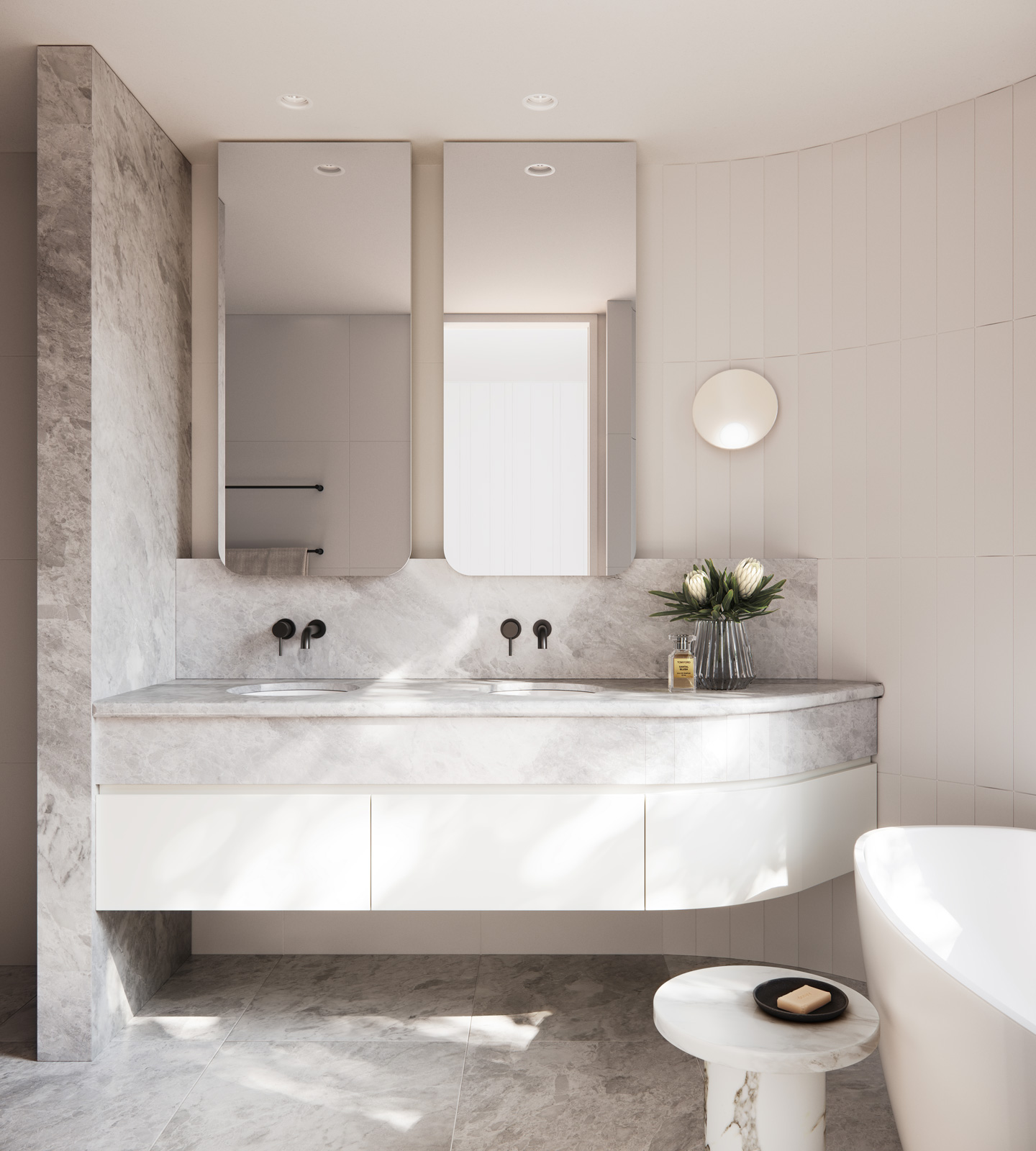 Modern Waterproof Bathroom Vanity Stainless Steel Sink Bathroom Cabinets with Mirror