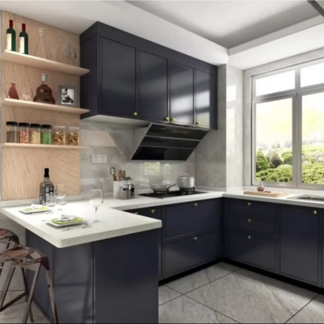 Custom Height Stainless Steel Luxury Kitchen Cabinets for Tall Users