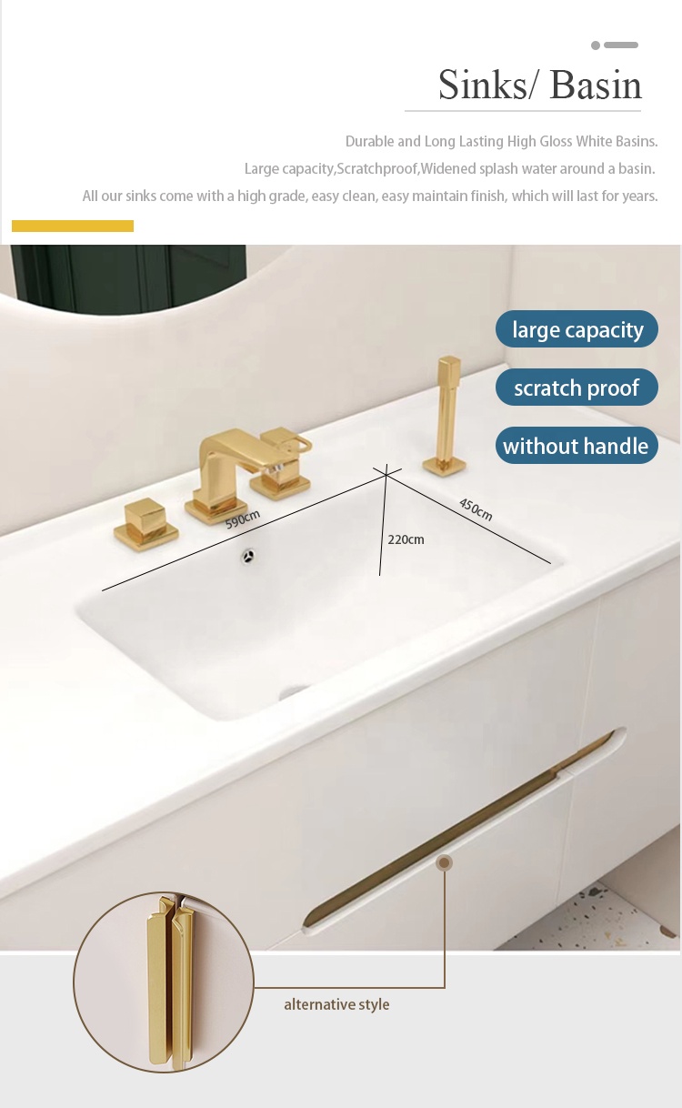 White Double Sink Bathroom Mirror Cabinet Basin Bathroom Furniture Vanity Cabinet