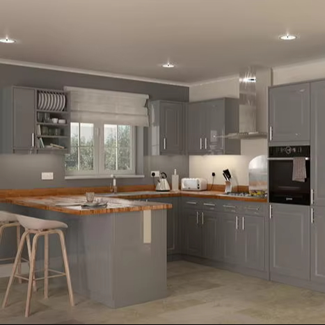 L-shaped Stainless Steel Luxury Kitchen Cabinets for Condos