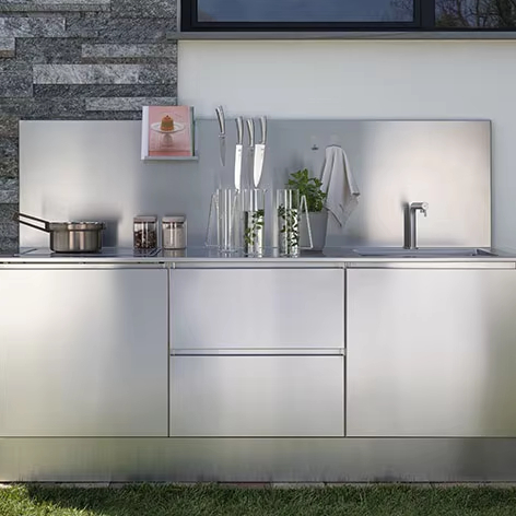 Customized  Outdoor Kitchen with BBQ 304 Stainless Steel Kitchen Cabinets Outdoor Grill Kitchen