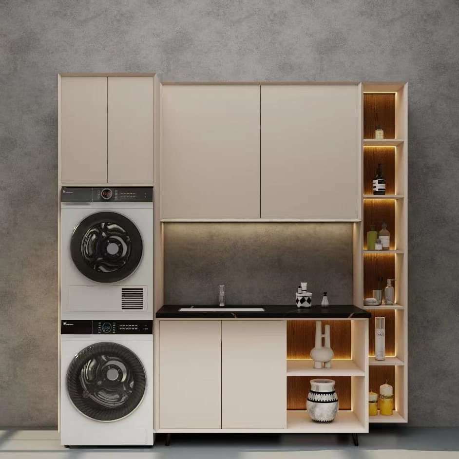 Laundry Room Organizer Cabinets Sink Cabinet with Washing Machine Modern Laundry Cabinets
