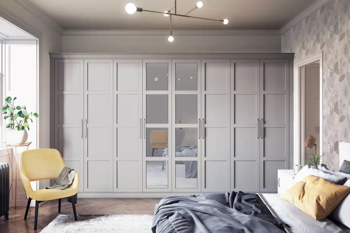 Metal Wardrobe Cabinet Design with Study Table