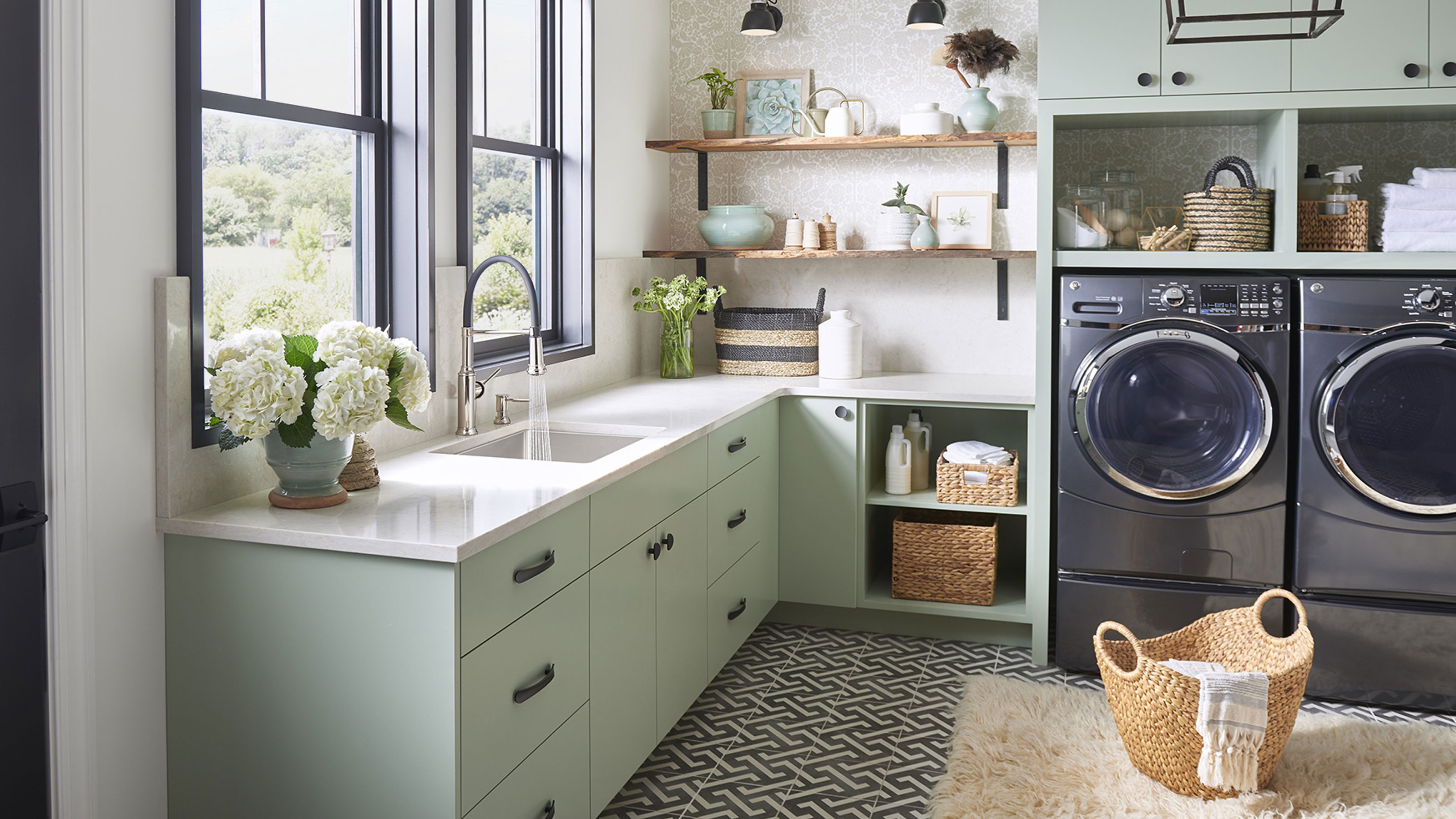 Stainless Steel Laundry Sink Cabinet with Washing Machine Cabinet Set