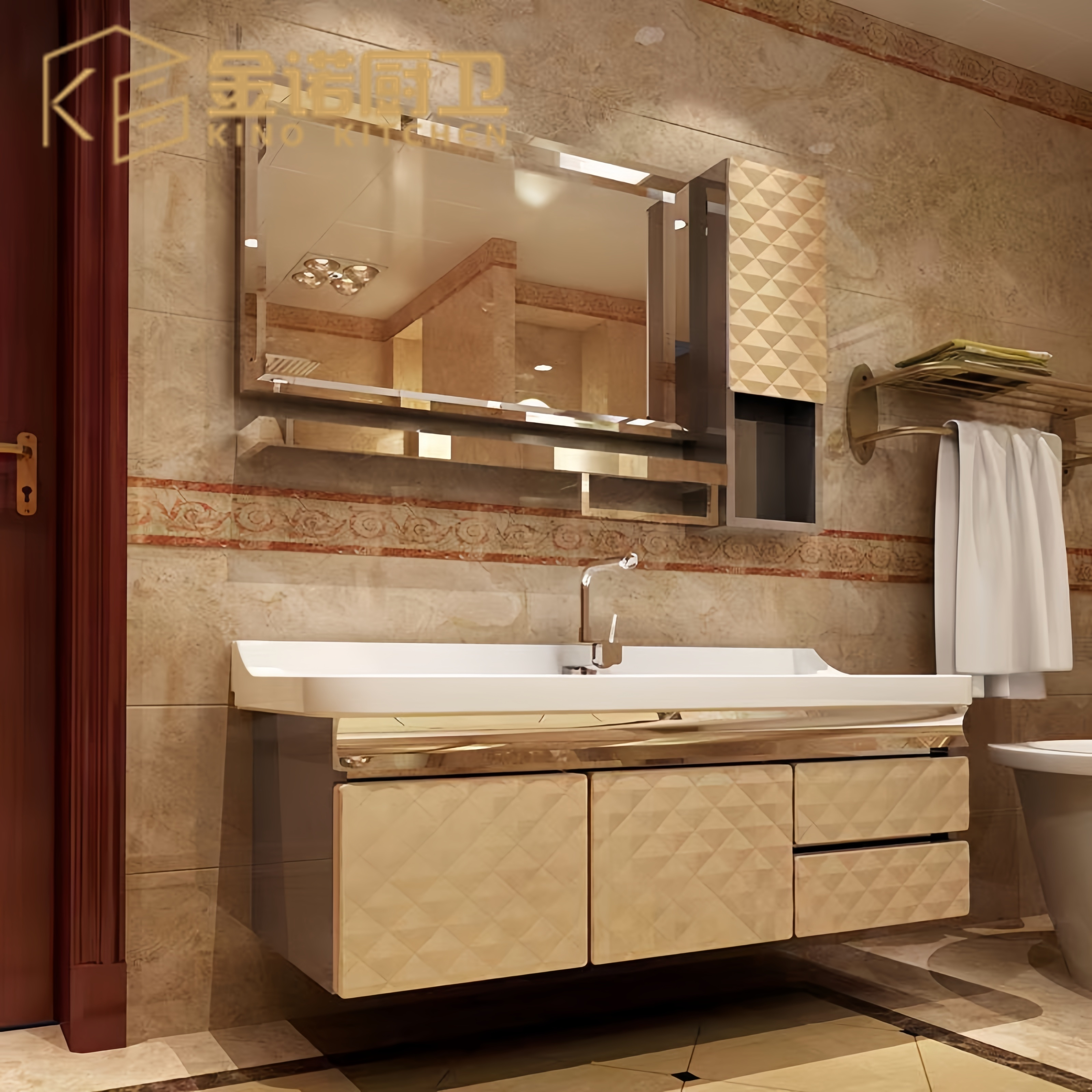 Custom Modern  Meuble Salle De Bain Vanity Bathroom Sink Cabinets with Mirror