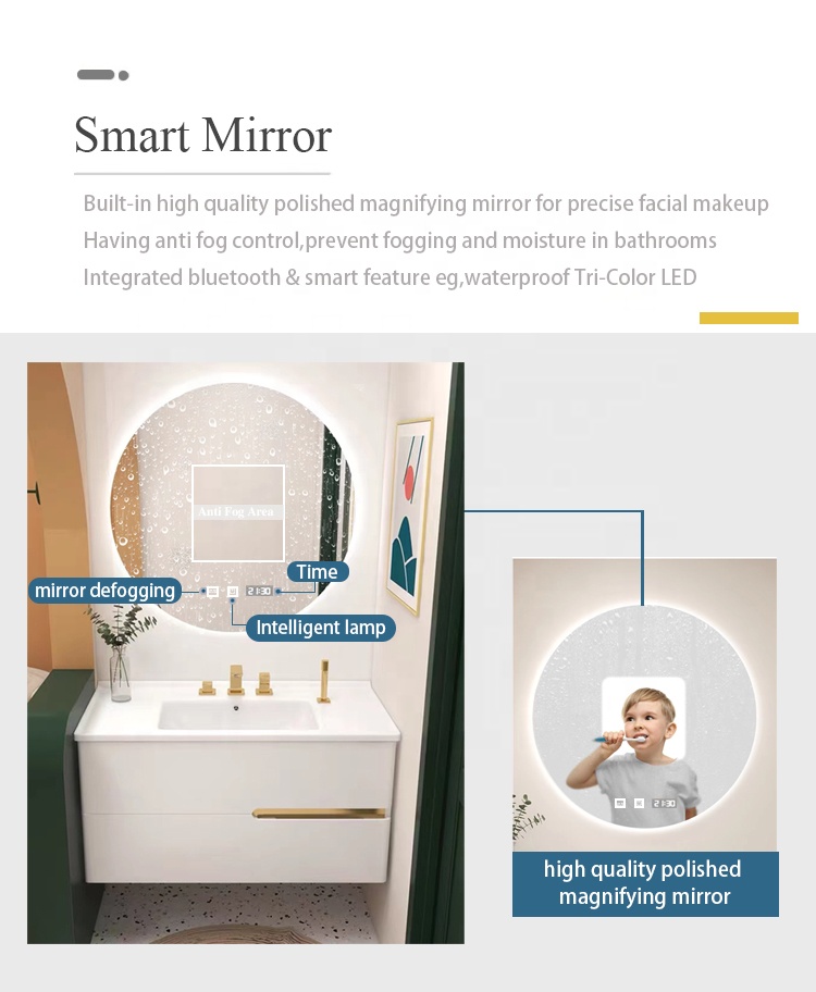 White Double Sink Bathroom Mirror Cabinet Basin Bathroom Furniture Vanity Cabinet