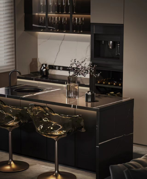 Stainless Steel Kitchen Cabinet Modern bar Kitchen Design