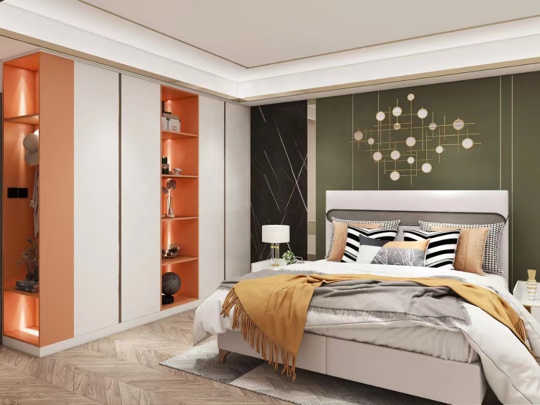 Metal Wardrobe Cabinet Design with Study Table