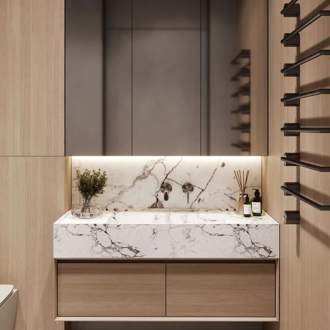 Contemporary Design Ready to Assemble Furniture Complete Sets Stainless Steel Modular Bathroom Vanity for Sale