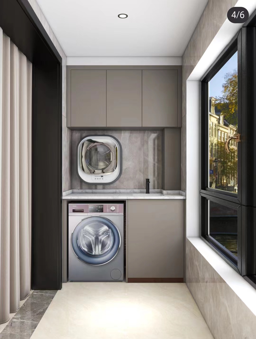 Balcony Stainless Steel Storage Cabinet with Laundry Sink