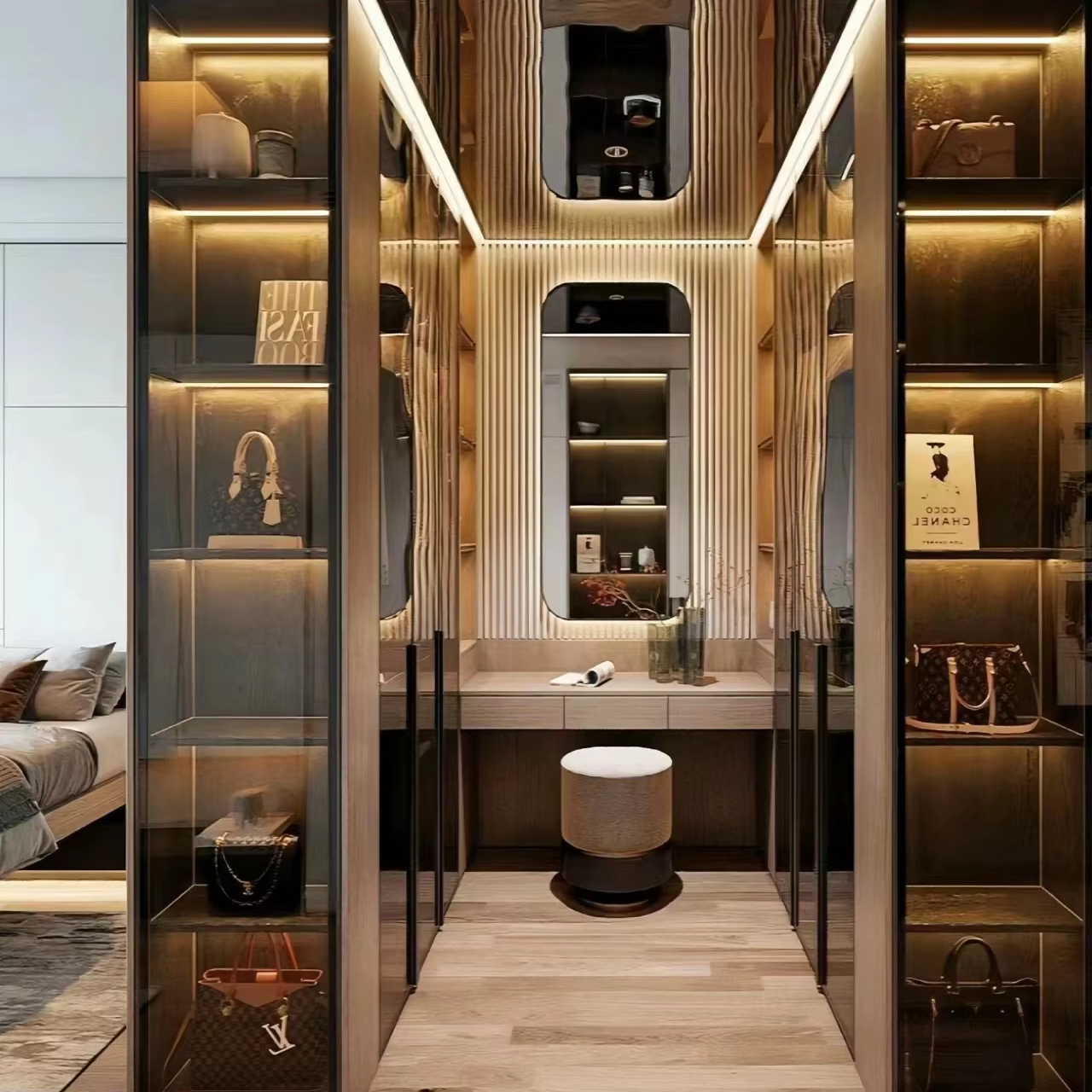 Tall Custom Modern Open Combination Cloth Walk in Closet Bedroom Furniture for Clothes Foldable Metal Cabinet Wardrobes Closet