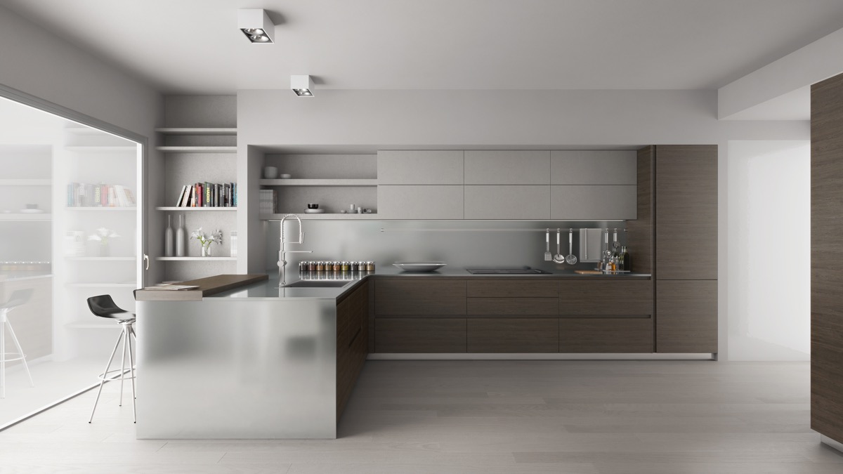 Fashion Luxury Kitchen Room Stainless Steel Handless Modern Clean High End Meuble Cuisine Complete