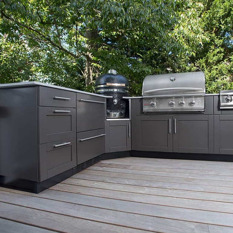 Customized Aluminum PVC Board Outdoor for Outdoor Kitchen with BBQ304 Stainless Steel Kitchen Cabinets
