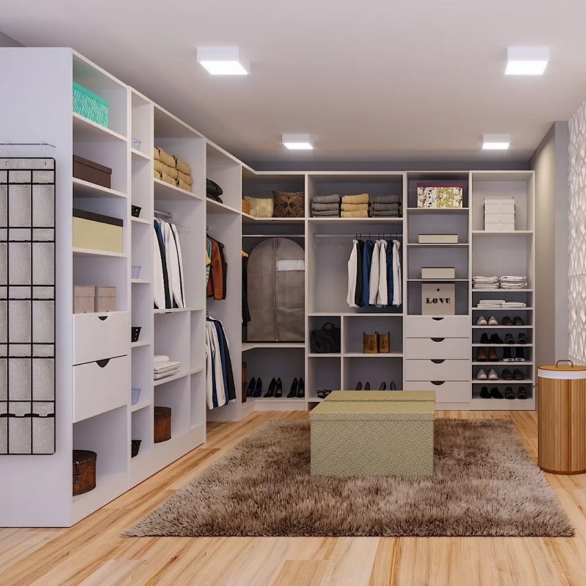 Luxury Metal Glass Dressing Walk-in Closet Cupboards for Bedroom Wardrobe Accessories