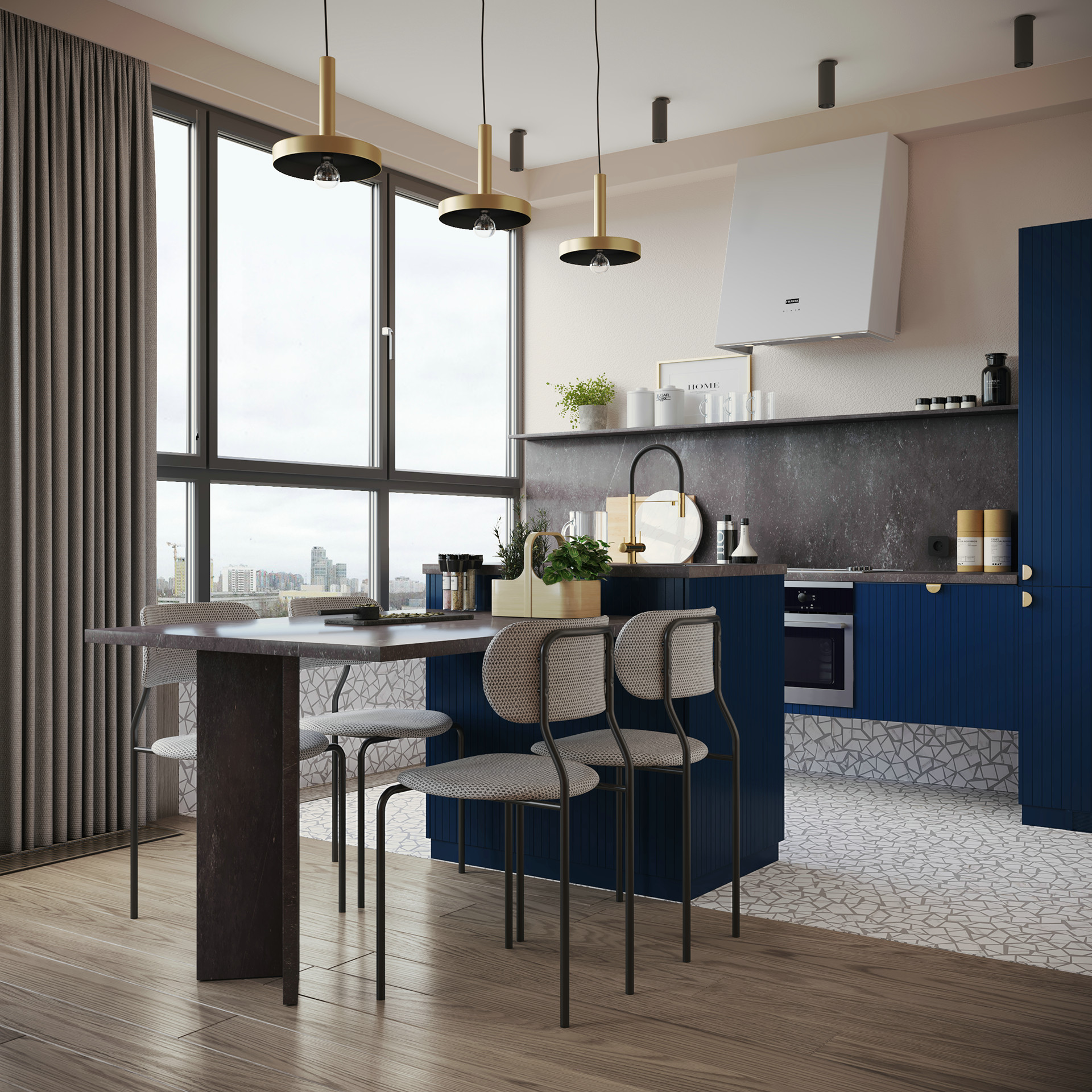 Kitchen Cabinet Modern Furniture with Pantry and Island with Sink Kitchen Cabinet Set Small 304