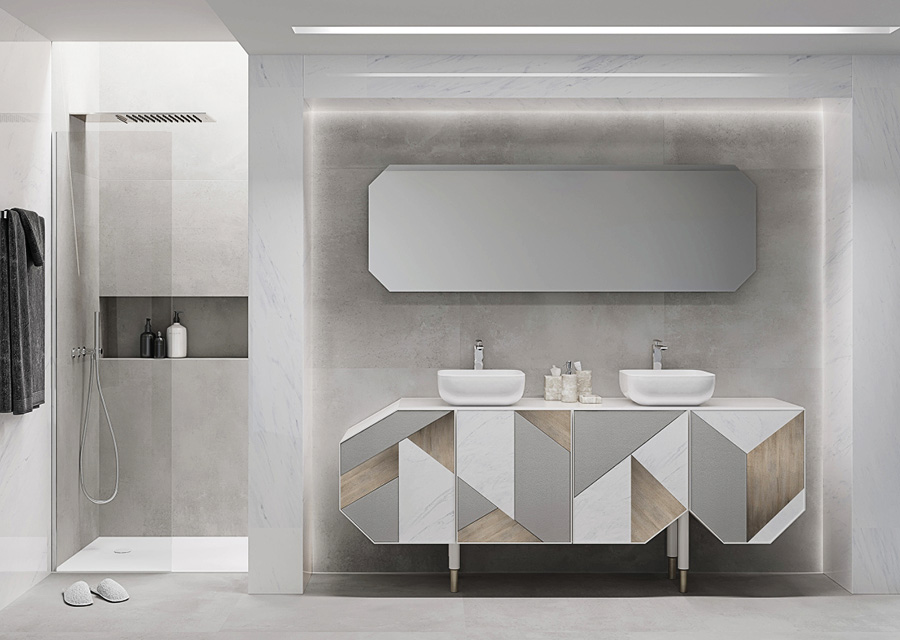 Custom Modern  Meuble Salle De Bain Vanity Bathroom Sink Cabinets with Mirror