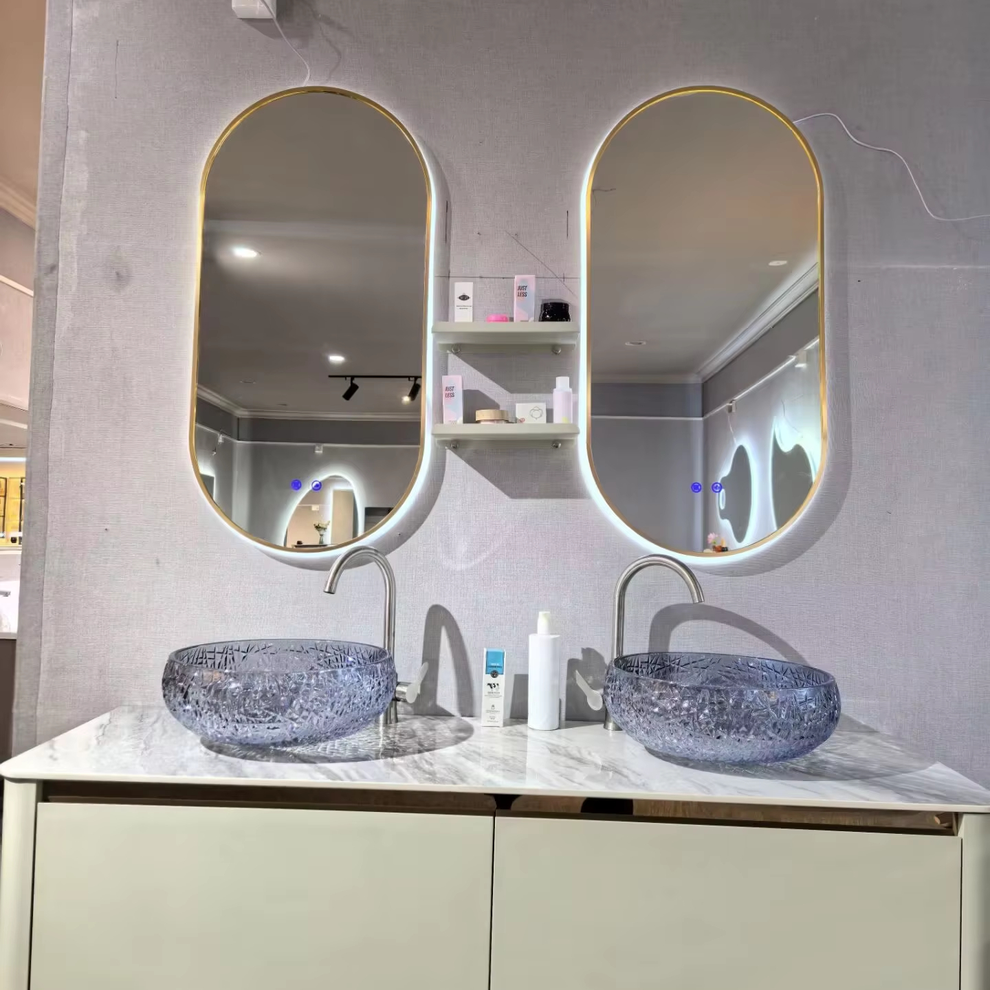 Modern Waterproof Bathroom Vanity Stainless Steel Sink Bathroom Cabinets with Mirror