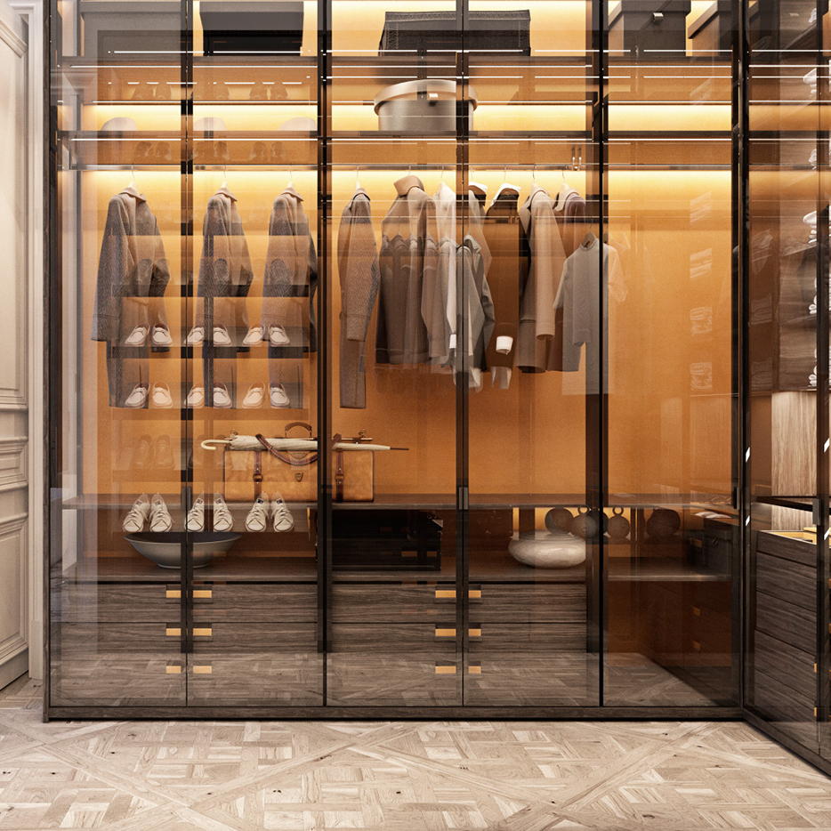 Tall Custom Modern Open Combination Cloth Walk in Closet Bedroom Furniture for Clothes Foldable Metal Cabinet Wardrobes Closet