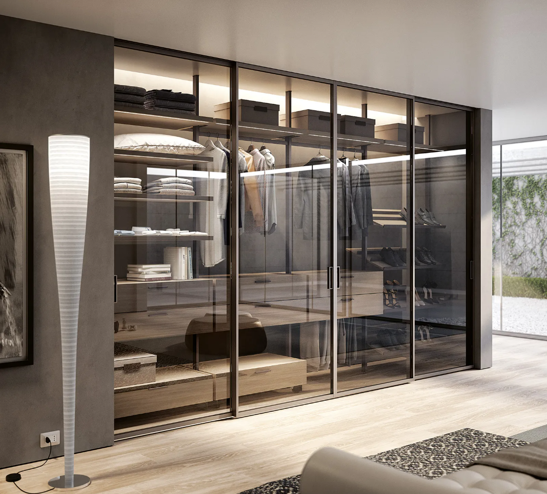 Luxury Metal Glass Dressing Walk-in Closet Cupboar