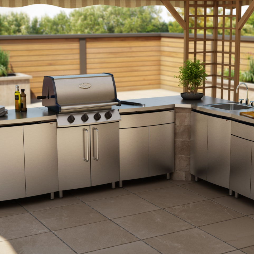 Luxury Kitchen Cabinet Door Panel Stainless Steel Outdoor Kitchen Cabinets with Island