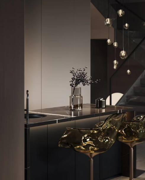 Stainless Steel Kitchen Cabinet Modern bar Kitchen Design