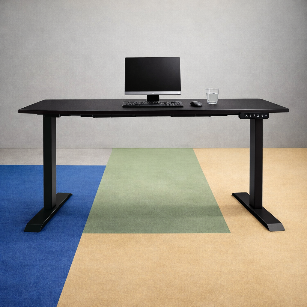 ZY-02 Electric Standing Desk with Colorful Glass Window Light Workspace