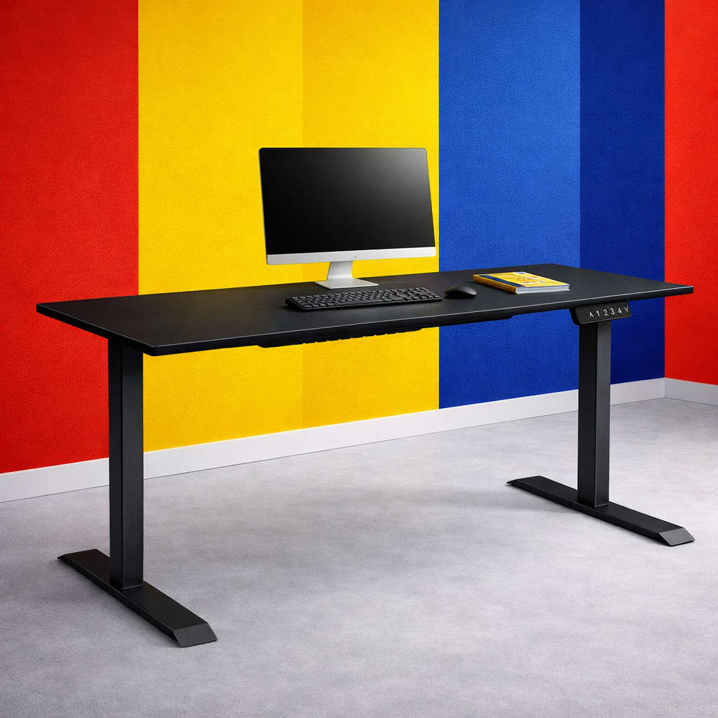 ZY-02 Electric Standing Desk with Geometric Color Block Studio Background