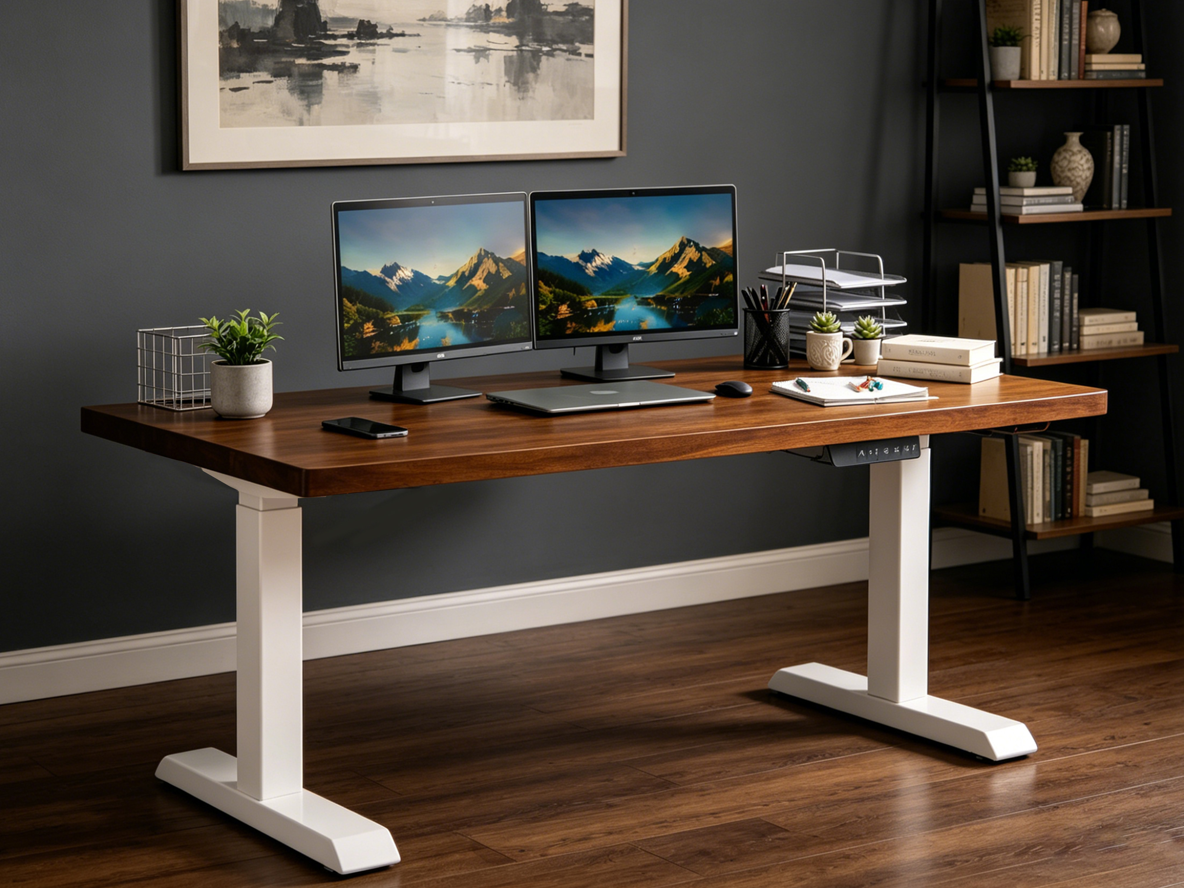 ZY-02 Dual Motor Height Adjustable Desk 2 Stage Computer Work Desk Smooth Lift Office Use