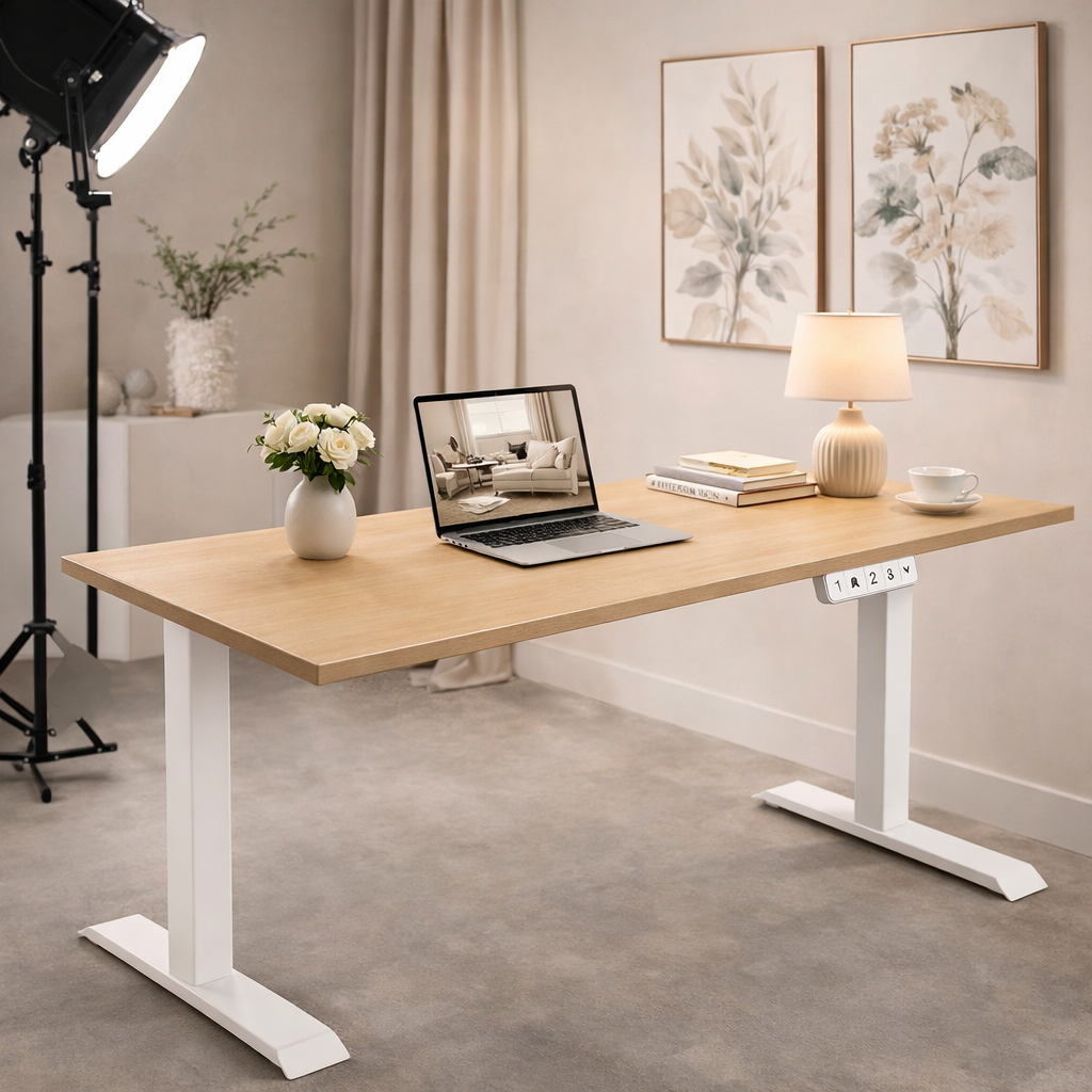 ZY-02 Dual Motor 2-Stage Electric Standing Desk Live Streaming Studio Setup Stable Adjustable Workstation