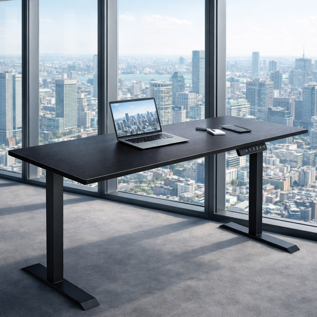 ZY-02 Dual Motor 2-Stage Electric Standing Desk Executive Dark Office Premium Workspace Desk