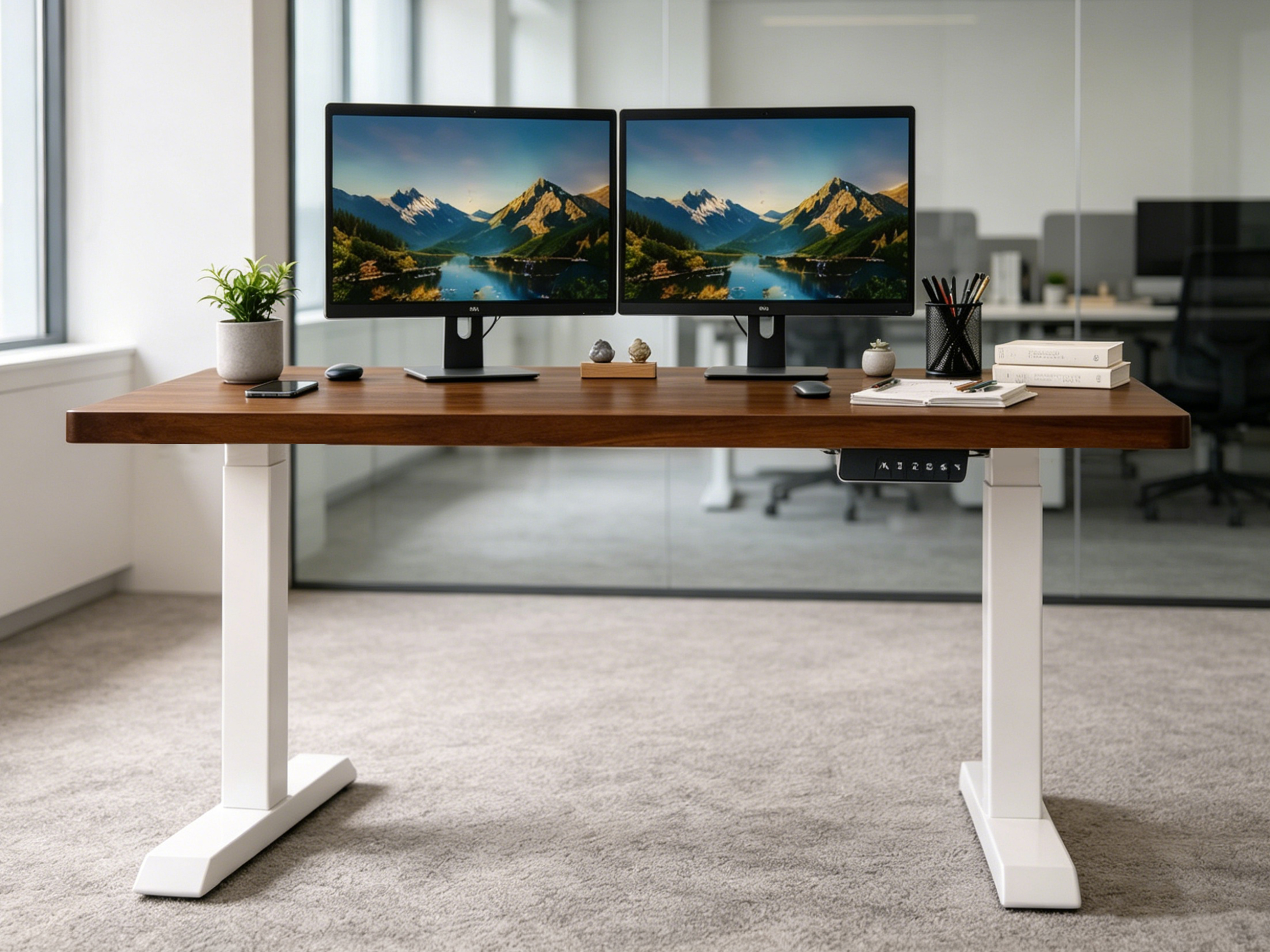 ZY-02 Dual Motor Electric Standing Desk 2 Stage Commercial Adjustable Desk for Modern Office