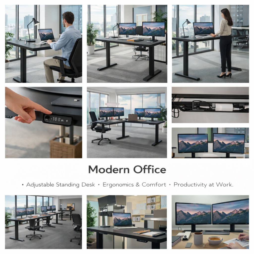 ZY-02 Dual Motor Standing Desk 2-Stage Ergonomic Office Table for Healthy Working