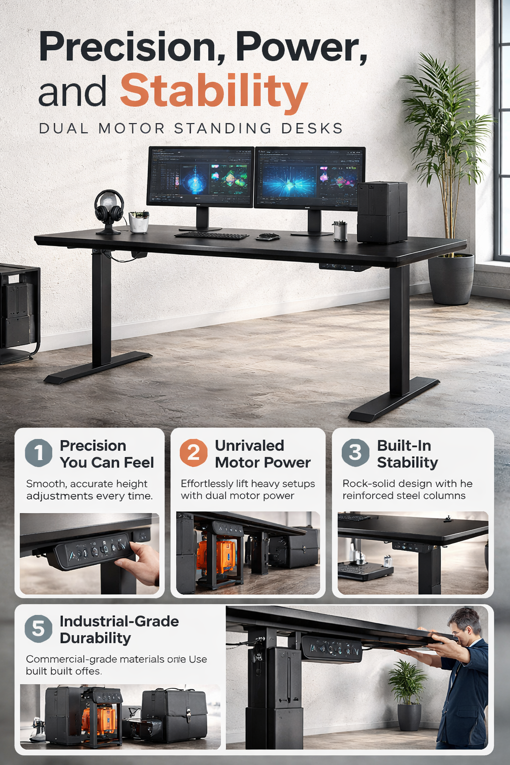 Designed for Performance: Dual Motor Standing Desk Systems