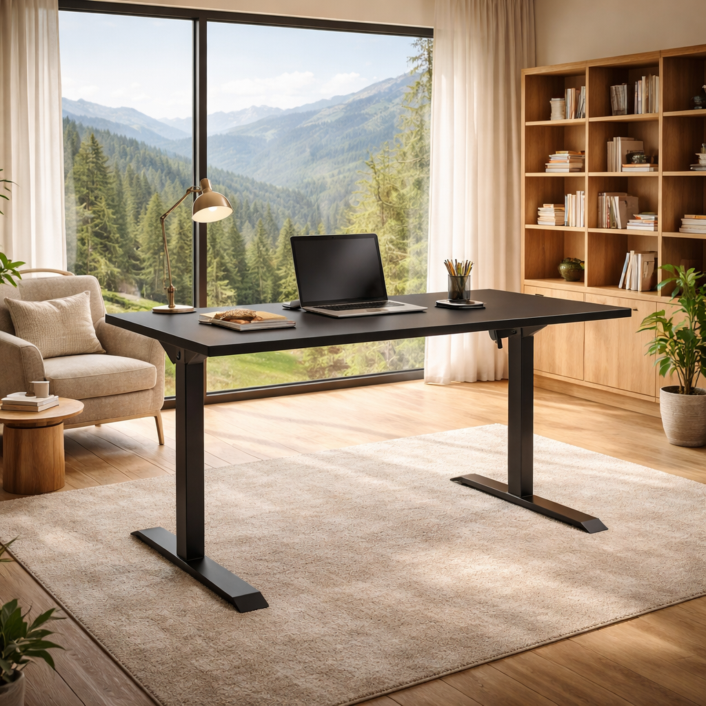 ZY-02 Smart Electric Standing Desk Modern City View Office Setup